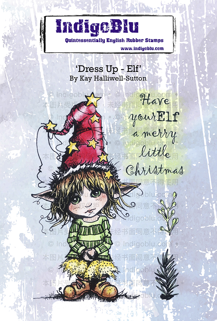 Dress Up - Elf A6 Red Rubber Stamp - IndigoBlu